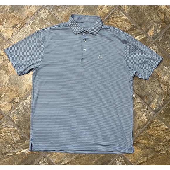 Rhoback Other - Rhoback Performance Polo Mens L Blue Stripe Short Sleeve Golf Shirt